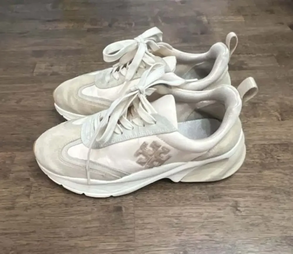 Tory Burch Women's Good Luck Trainer Sneakers Ivory Taupe 8m